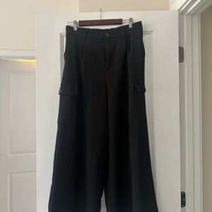 Black Wide-Leg Cargo Trousers